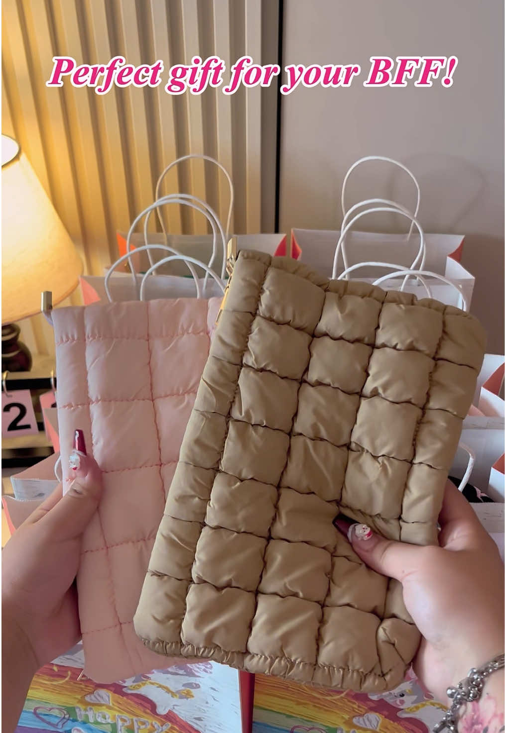 Sooo cute!#BackToSchool ##MakeupBags #QuiltedBags #PufferBag #PartyFavor      