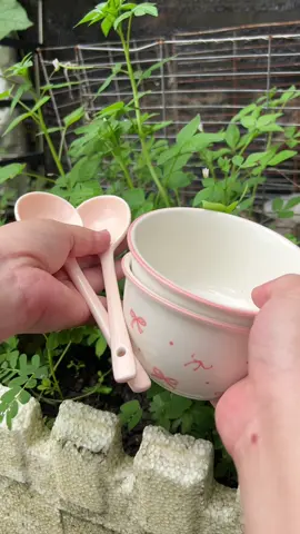 Combo 2 bát 2 thìa nơ xinh vằn sứ an toàn cho bé ạ. #chensu 