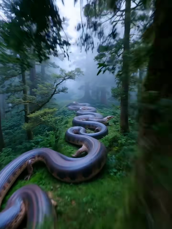 If this crossed your path in the forest, would you run, hide, or freeze? 😳🌲 #ai #amazon #anaconda #giant #scary 