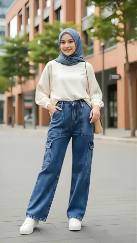 Long Palazzo Cargo 6 Pocket Acid Denim Jeans New Design untuk Perempuan women’s palazzo