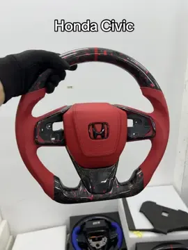 Honda 10thgen Civic Red Forged Carbon Fiber Steering Wheel #honda #civci #10thgencivic #civictyper #civicsi #carbonfiber #steeringwheel #customsteeringwheel #carbonsteeringwheel #forged #custom #tcy 