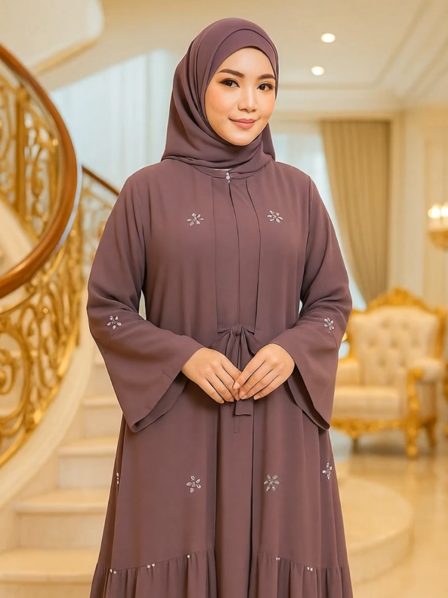 Zafira Gamis Payet Set Hijab Segiempat Abaya Wanita Terbaru Bahan Ceruty Armany Baby Doll Full Puring #fyp #trending #foryoupage #gamis #promoguncang99 