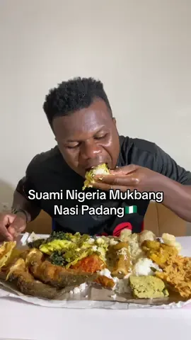 Suami Nigeria mukbang nasi padang‼️🇳🇬 #mukbang #nasipadang #nigeria #indonesianfood #food 