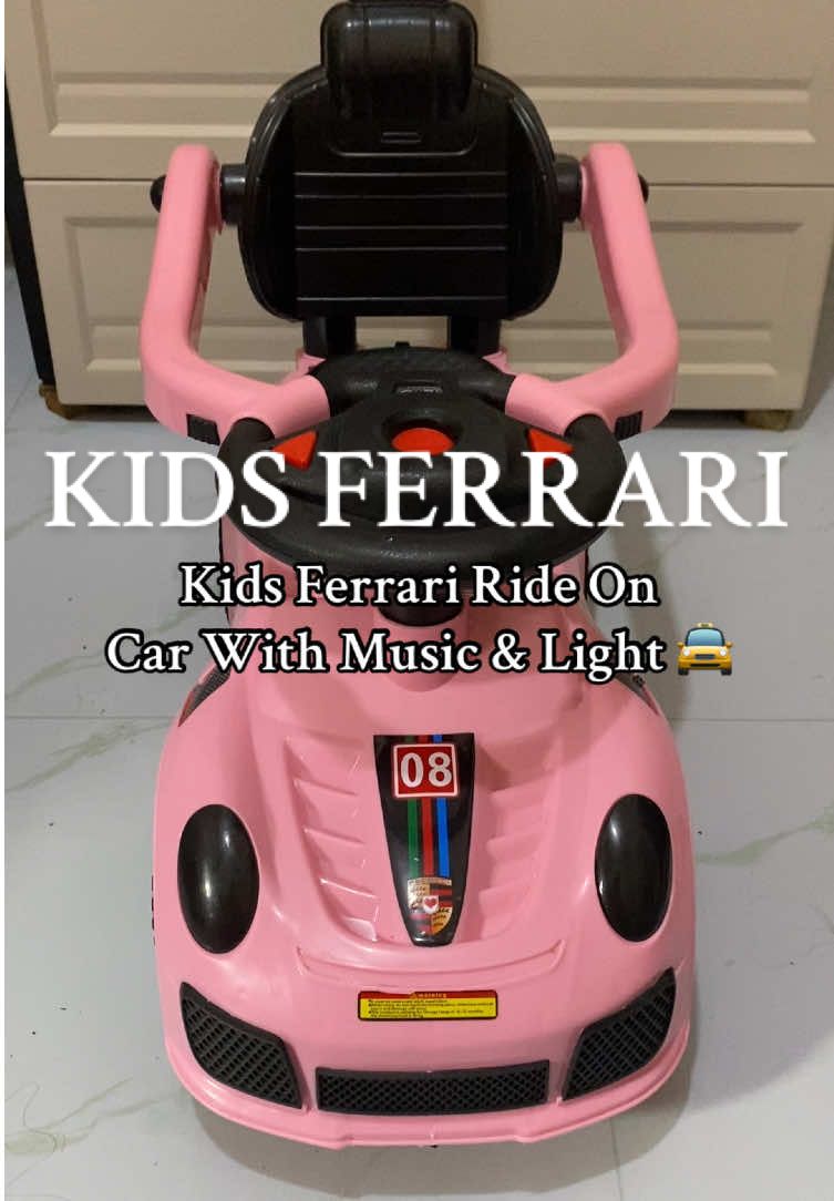 Kids Ferrari Ride On Toy Push Stroller Baby Kids Car With Music & Light 🚖 #cartoysforkids #ToysWithWheels #cartoysfortoddlers #ferrarirideoncar 