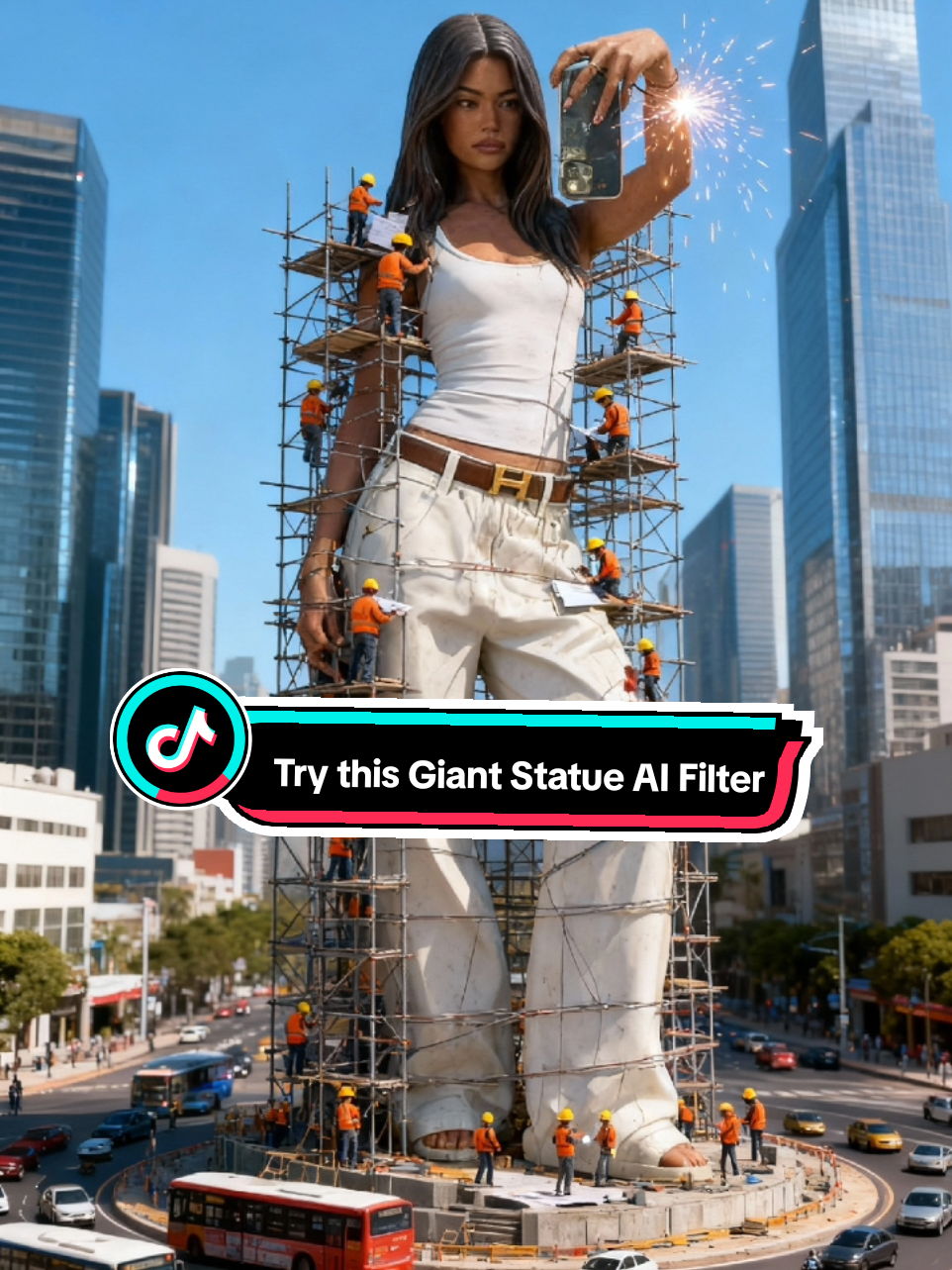 #aifilter #CapCut  want this AI Giant Statue Trend, just click on the capcut anchor to use the template #capcutpioneer #pioneertemplate #giantstatue 