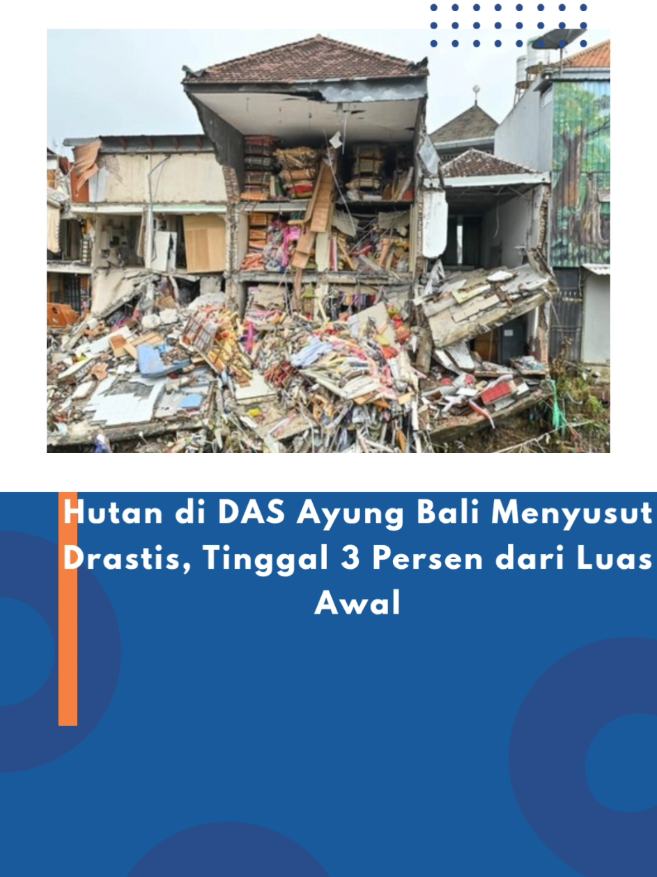 Menteri Lingkungan Hidup sekaligus Kepala Badan Pengendalian Lingkungan Hidup, Hanif Faisol Nurrofiq, mengungkapkan kondisi kawasan hutan di Daerah Aliran Sungai (DAS) Ayung, Bali, mengalami penyusutan signifikan sejak tahun 2015. Melansir dari CNN Indonesia, Minggu(14/9/2025) Dari total luas sekitar 49.500 hektare, kini hanya sekitar 1.500 hektare yang masih ditumbuhi pepohonan, atau sekitar 3 persen saja. “Dari 49.500 hektare, vegetasi pohon yang tersisa hanya kurang lebih 1.500 hektare. Itu berarti tinggal 3 persen. Bahkan Pak Gubernur juga cukup terkejut mendengar angka ini,” ujar Hanif dalam rapat penanganan banjir bersama Gubernur Bali, Wayan Koster, di Rumah Jabatan Gubernur Bali, Denpasar. Menurut Hanif, secara ekologi minimal 30 persen kawasan hutan di daerah aliran sungai harus tetap terjaga untuk menopang keseimbangan ekosistem. Hal ini sangat penting karena DAS Ayung mengalir melewati wilayah vital seperti Kota Denpasar, Kabupaten Badung, Gianyar, hingga Tabanan. Ia menegaskan agar tidak ada lagi konversi lahan di sepanjang DAS tersebut untuk pembangunan vila maupun akomodasi wisata lain yang berpotensi mengganggu daya serap air. “Permukiman yang semakin padat memperlemah kemampuan lingkungan, khususnya di kawasan wisata seperti Denpasar dan Badung. Karena itu, penghijauan wajib dilakukan,” jelasnya. Hanif menambahkan, alih fungsi lahan di DAS Ayung berlangsung hampir satu dekade terakhir, sejak 2015 hingga 2024. “Awalnya luas vegetasi mencapai hampir 2.000 hektare, namun terus berkurang hingga tinggal 1.500 hektare saat ini. Kondisi ini cukup serius, sebab ketika hujan deras turun, dampaknya sangat besar bagi wilayah Bali di bawahnya,” imbuhnya. Sebelumnya, banjir besar melanda sejumlah daerah di Bali pada Rabu lalu (10/9/2025) akibat hujan dengan intensitas tinggi. Berdasarkan data BPBD Bali, peristiwa ini menyebabkan 17 orang meninggal dunia: 11 korban di Denpasar, 3 di Gianyar, 2 di Jembrana, dan 1 di Badung. Pemerintah Provinsi Bali pun menetapkan status tanggap darurat bencana selama satu pekan ke depan.(*/Stephany) #fypage #mediaakucom #mediaaku #gempaBali 