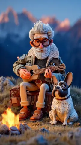 🔥 Campfire nights and mountain mornings 🌄 Grandpa and his loyal French bulldog making memories one trail at a time. 🐾 #aestheticvideos #heartwarming #cutevideo #cozyvibes #doglove 