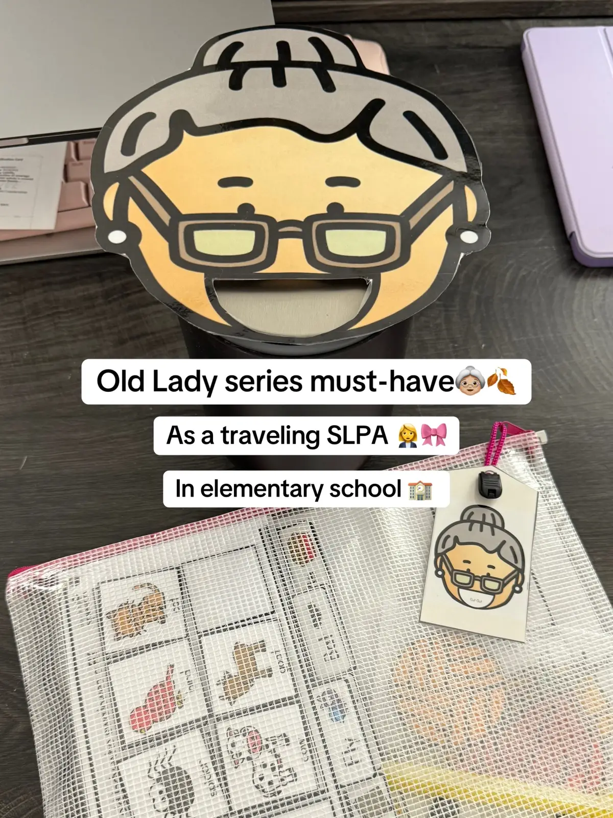 Only $15 for a years worth of Old Lady manipulatives on TPT! @itty bitty speech #slpresources #speechtherapymaterials #diytherapy #slpideas 