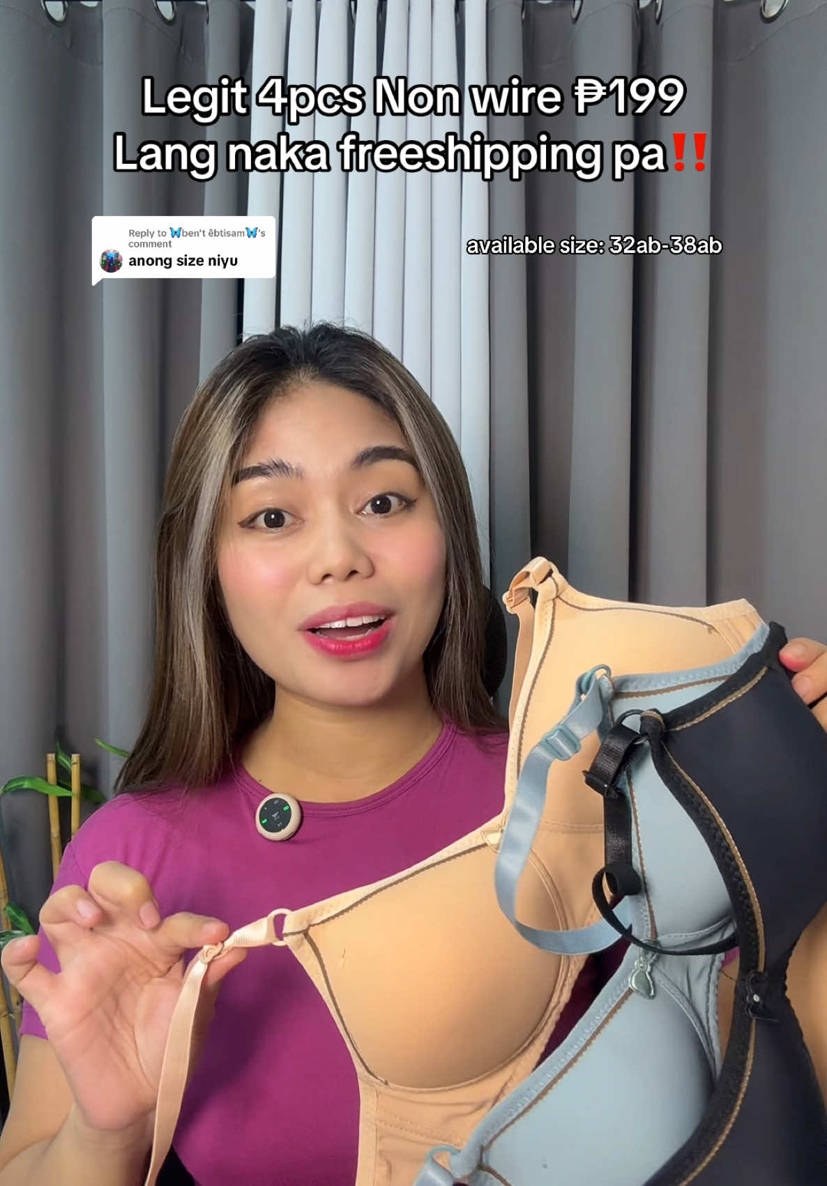 Replying to @🦋ben't êbtisam🦋 size 36 mi add one size 🥰 Disclaimer:price may vary until promotion ends. #buy3take1bra #bra #nonwirebra #affordablebra #pushupbra 