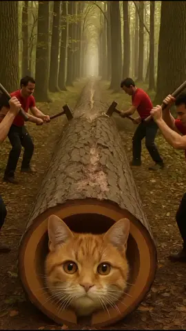 Rescue  Orange cat From Giant wooden Log #rescueanimals  #viral  #tiltoktrendingvideo  #animalrescuestory  #trending