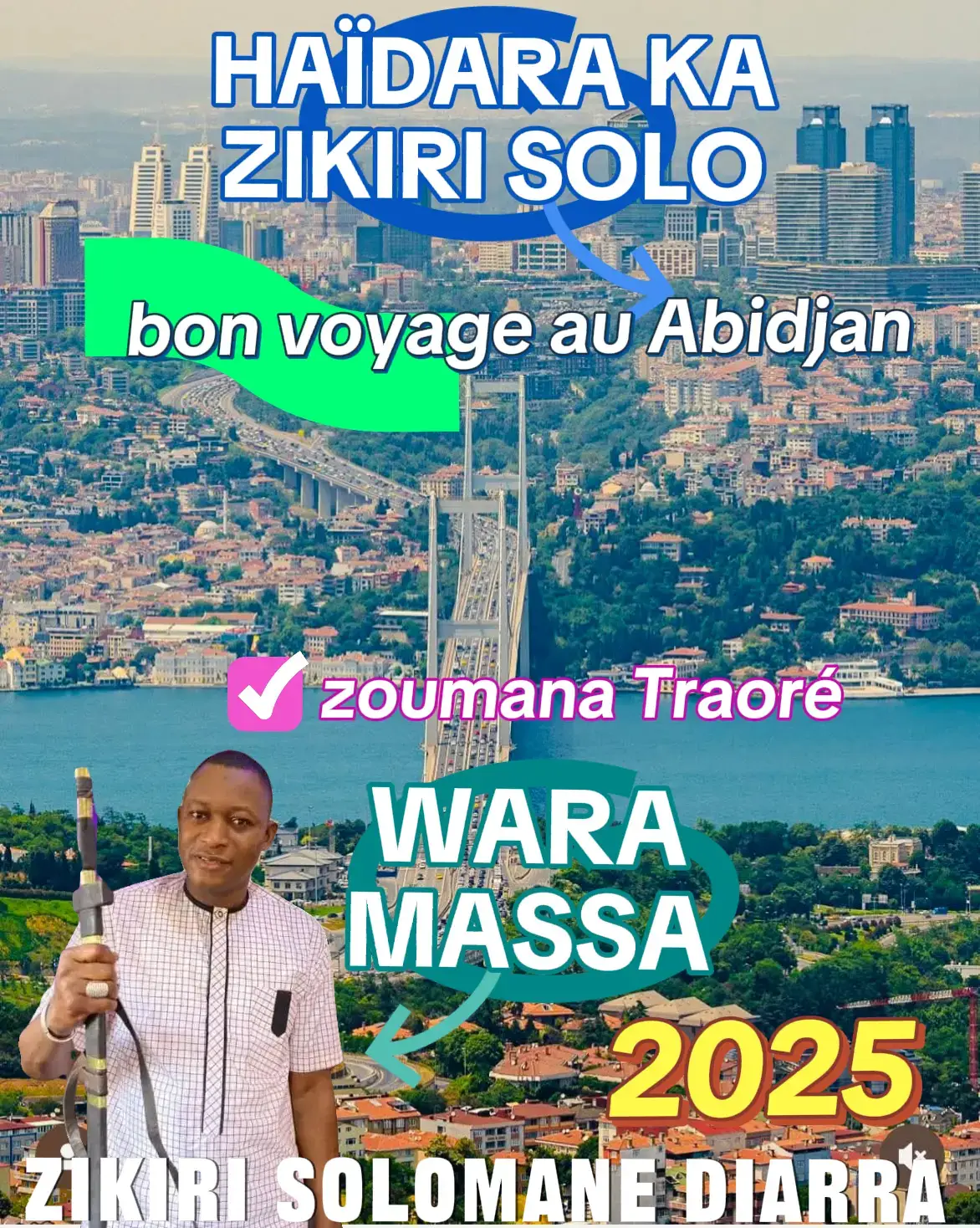 Bon voyage en Côte d'Ivoire 🇨🇮🤝🇲🇱ZIKIRI SOLOMANE DIARRA HAÏDARA WARA MASSA FORT FORT N'1 👉 MASSAKE ROURA 💓#fyp 