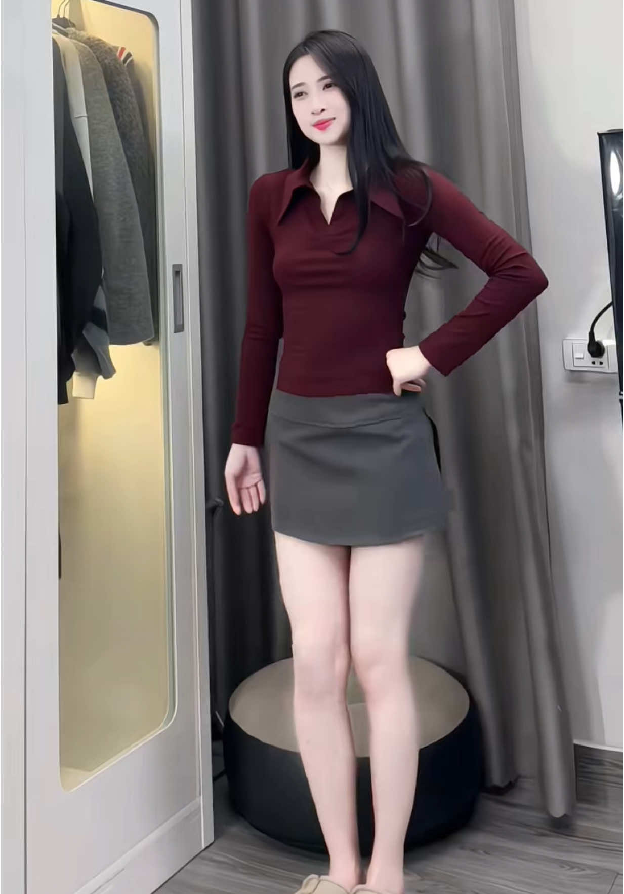 (MỞ BÁN) Áo Thun Ôm Body Dài Tay Polo Cổ Sơ Mi Cotton Lông Mịn #xh #fyp #thoitrangnu #aothun #aothunnu 