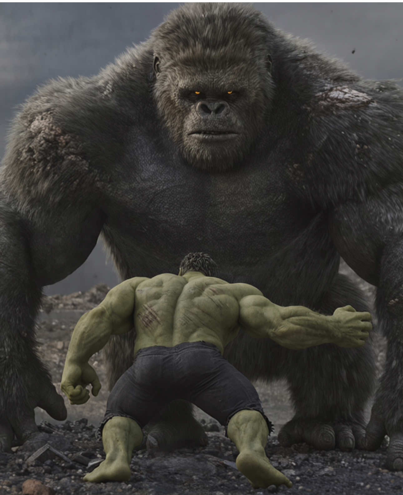 Hulk’s rage collides with King Kong’s primal fury in the jungle river. Who will survive when rage meets the king? 💥🦍💚   #Hulk #KingKong #Marvel #MonsterVerse #HulkvsKingkong