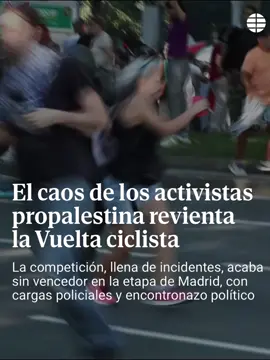Caos en la última etapa de la Vuelta La competición acaba cancelándose en una jornada empañada por los disturbios, las cargas policiales y la bronca política.  #lavuelta #propalestine #noticias 
