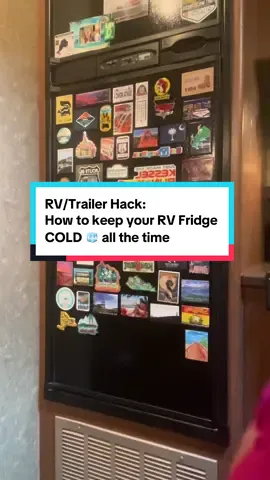 RV absorption fridges aren’t always the coldest, but here’s a simple hack! 🧊 Add a fridge thermometer or thermostat so you always know the temp (no more guessing if your milk is safe). Then toss in a little battery-powered fridge fan to keep air moving. Together, they make a huge difference — colder food, fewer hot spots, and way less stress on the road. 🚐✨ #TrailerHack #RVTips #RVFridge #CampingHack #RVLife 