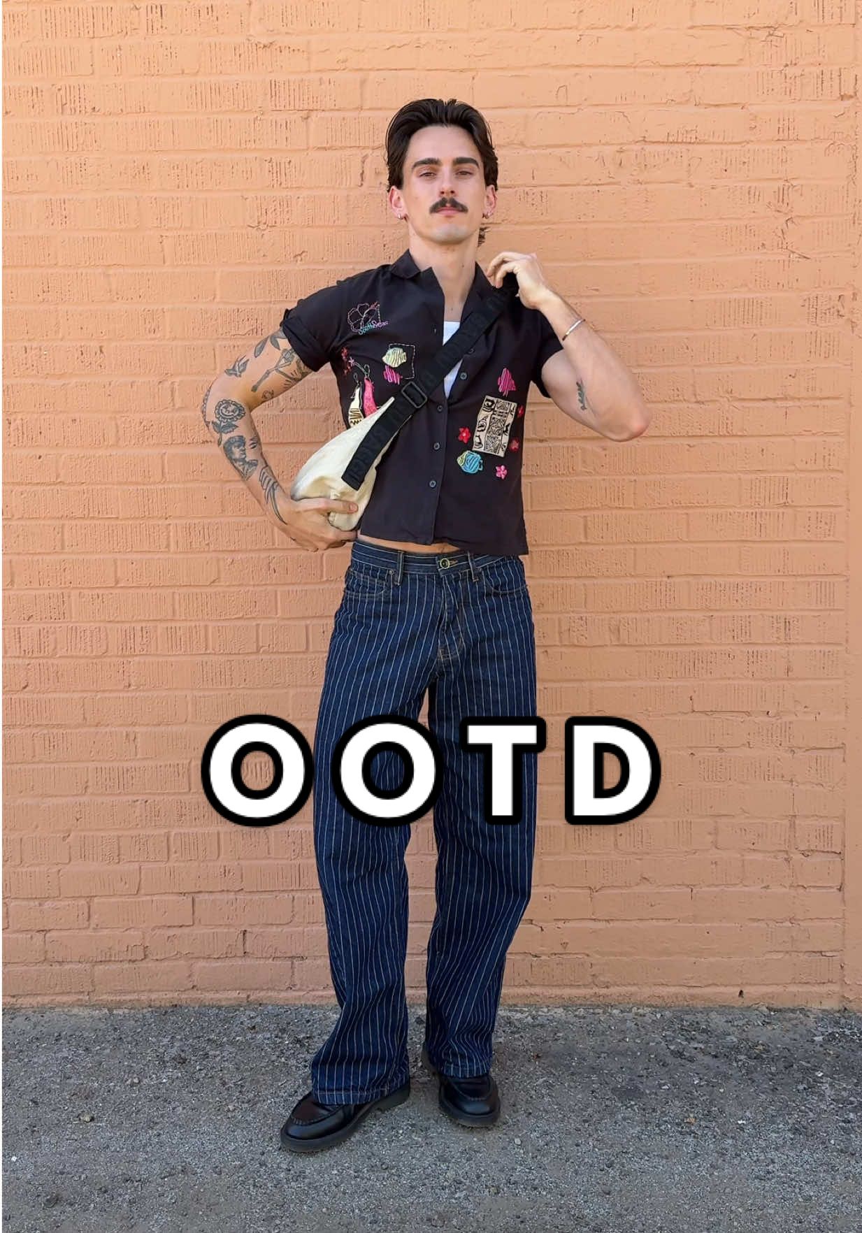 all the lil designs on this shirt are too fun  #mensfashion #OOTD #stripedpantsoutfits #adriantasselloafer #jimmyguash 