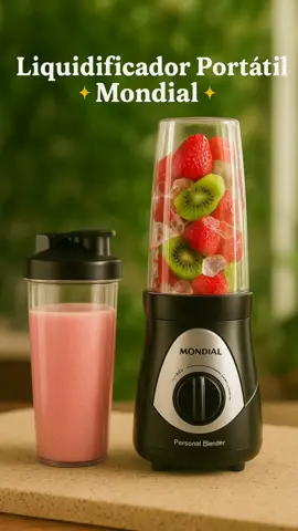 ✨ Mais praticidade no seu dia a dia! O Liquidificador Portátil Mondial Personal Blender 300W 127V Preto DG-01 é perfeito pra preparar vitaminas, shakes, sucos e smoothies em poucos segundos 🥤💪 👉 Compacto, leve e fácil de usar 👉 Copo portátil que vira garrafa 👉 Potência ideal pra receitas rápidas e saudáveis 👉 Achadinho com preço imperdível 😍 🛒 Link do produto está no perfil! Corre aproveitar! #AchadinhosShopee #CozinhaPrática #RotinaSaudável #LiquidificadorPortátil #OfertasShopee 