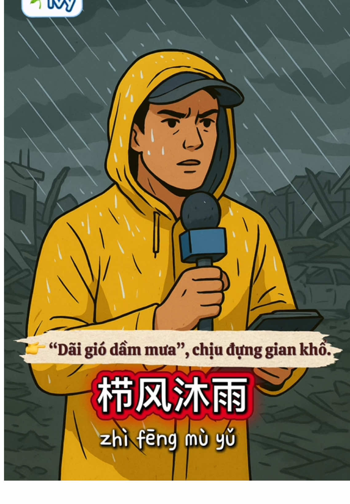 🌸 栉风沐雨 (zhì fēng mù yǔ). 📖 Nghĩa đen: Dùng gió chải tóc, lấy mưa gội đầu. 💡 Nghĩa bóng: Chỉ người phải lao lực vất vả, dãi gió dầm mưa, trải qua nhiều gian khổ.  👉Cũng mang ý ca ngợi tinh thần bền bỉ, chịu đựng gian khổ để hoàn thành công việc, đạt được mục tiêu. 👉Gửi gắm thông điệp: Cuộc sống có khó khăn, nhưng nếu kiên trì chịu đựng, sẽ thu được kết quả tốt đẹp. #hoctiengtrungquoc #tuhoctiengtrung #tiengtrungonline #thanhnguviettrung #🌱Ivy 