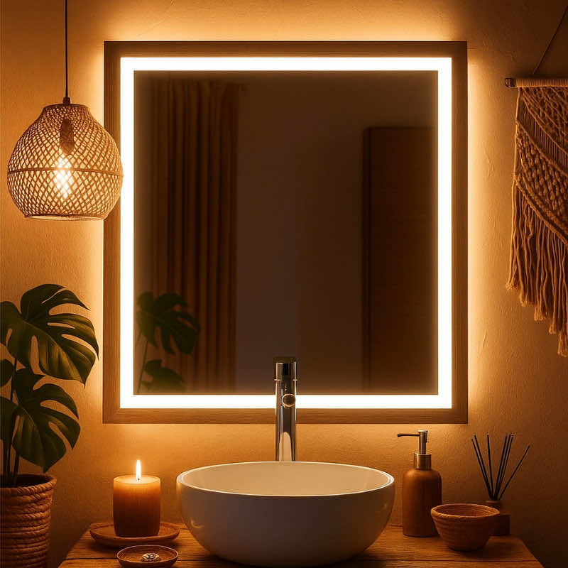 Espelho de LED jateado quadrado! Vários tamanhos! Compre pela Shopee!  #espelho #decoracao #epelholed #mirror 