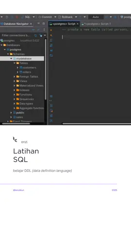 DDL (data definition language) Hari ini belajar ddl, dimana kita bisa membuat table lewat perintah sql, tidak lagi memanipulasi tapi langsung membuat 