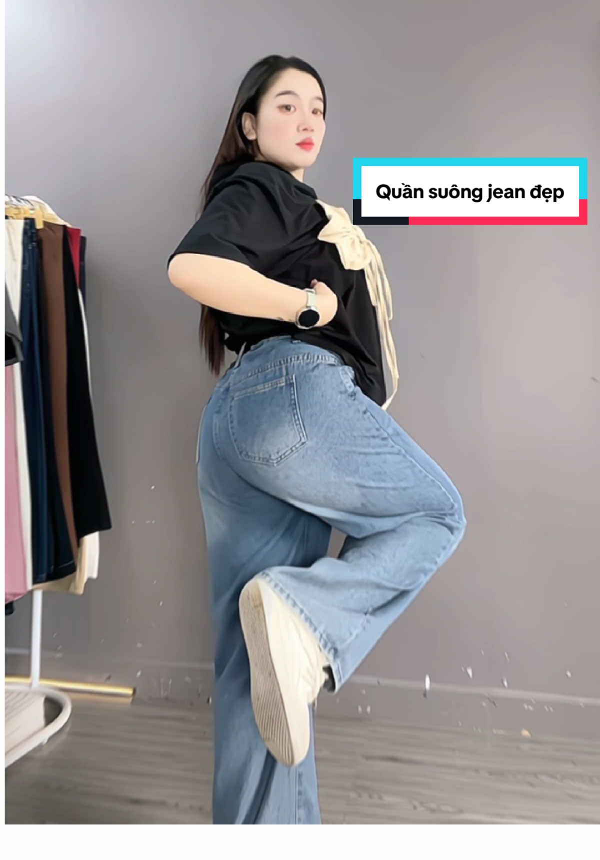 Quần jean suông bigsize ống rộng #ươc_duoc_len_xu_huong #thoitrangbigsize #quansuong #quanjean #conhobigsize 