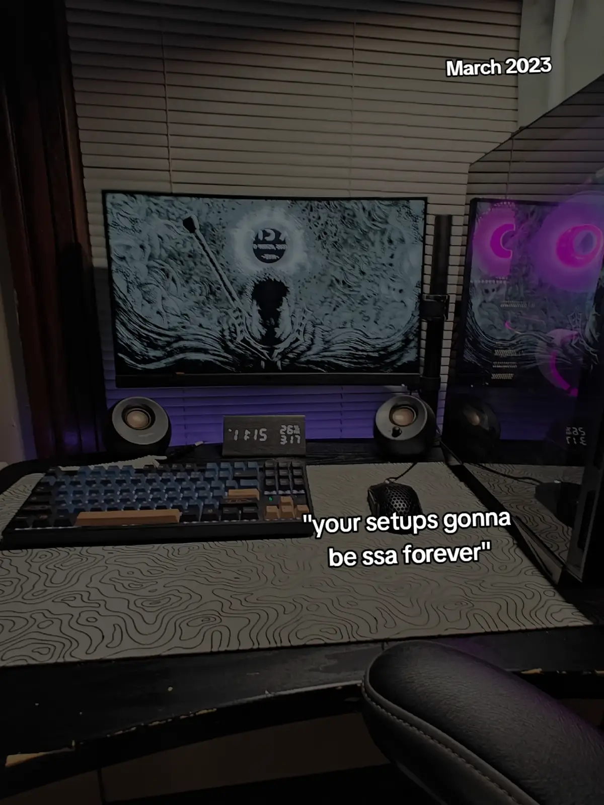 couldn't find any older photos because my setup was so bad I never took any full angle photos of it #GamingSetup #compsetup #pcsetup #minimalsetup #setup 