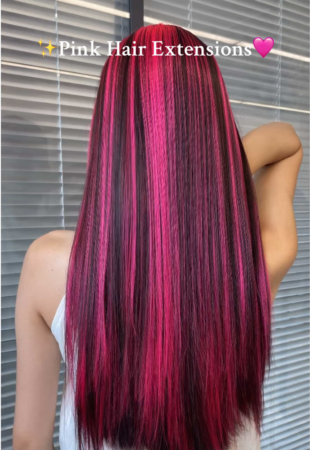 ✨Pink🩷4Pcs Hair Extensions 🔮#pinkhair #hairextensions #fyp#smoothhair #hairstyle 