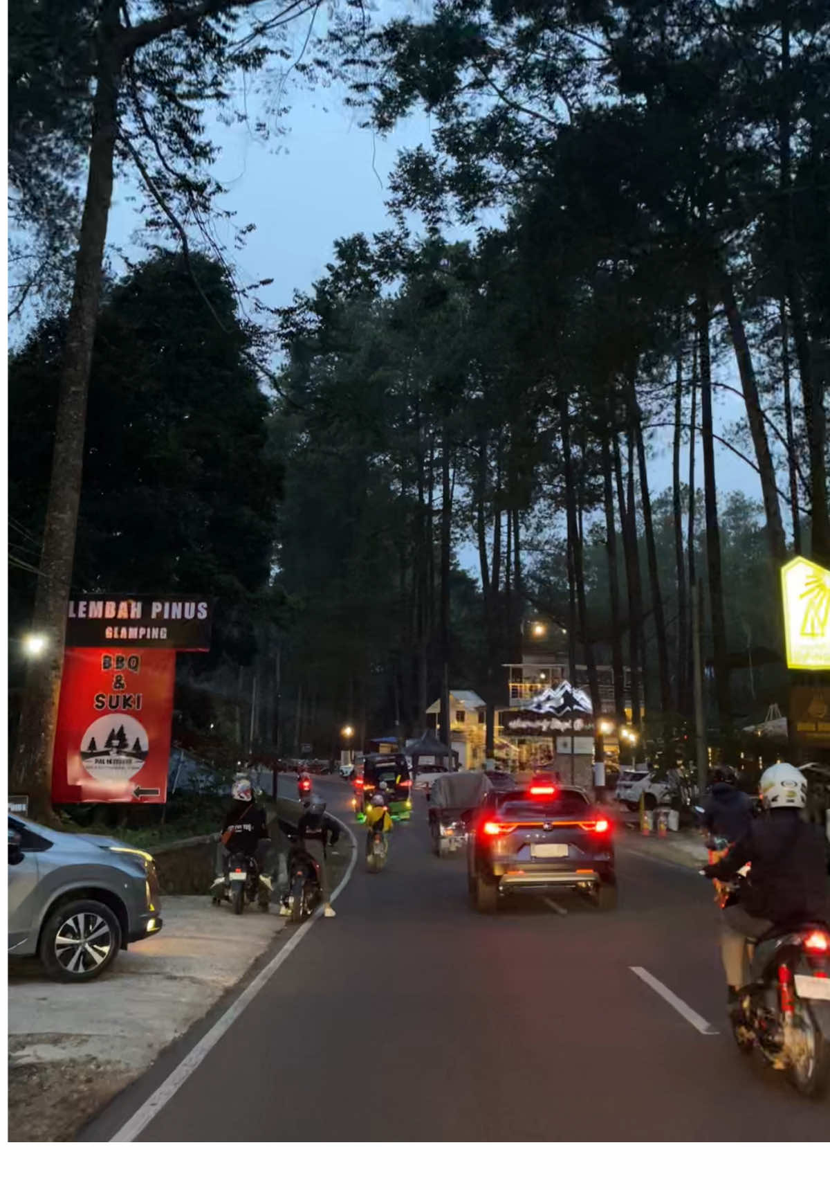 Suasana sore hari di jalan cikole, lembang dengan vibes yang adem 🌿🌲 #cikole #cikolelembang #lembang #bandung #fyp 