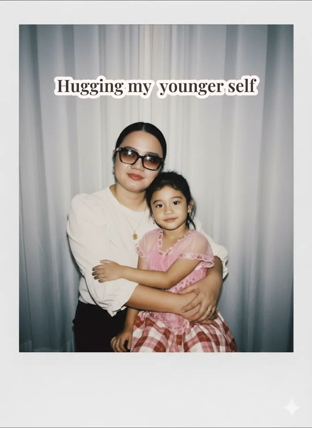 Step 1: Open your Gemini Ai  Step 2: Upload your photo Step 3: Copy this text/prompt Take a picture with a Polaroid camera with vintage filter. The photo should look like a normal photo, without any clear subjects or props. The photo should have a consistent light source, such as a flash from a dark room, spread throughout the photo. Replace the background behind the two people with a white curtain. The older woman should be sitting beside the little girl and should be hugging her. Make it natural. Do not change their faces. #chatgptprompts #googlegeminiprompts #aiedit #photoedit #geminiai 