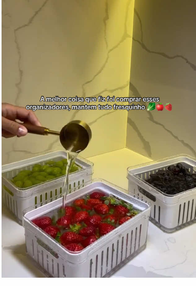 ° LINK NA BIO * Higienizar frutas e verduras pode te livrar de contaminação, esses potes super ajudam #poteshermeticos #organizadores #organizandoageladeira #geladeira #lardocelar