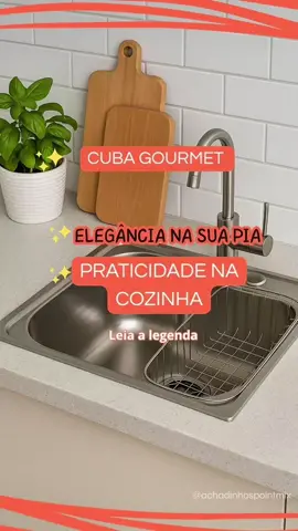 Cuba para cozinha gourmet, pia aço inox com acessórios. Vai ficar linda na sua cozinha, clique no link da tela e peça já com preço promocional! #pia #gourmet #cubainox #decoracao #cozinha 