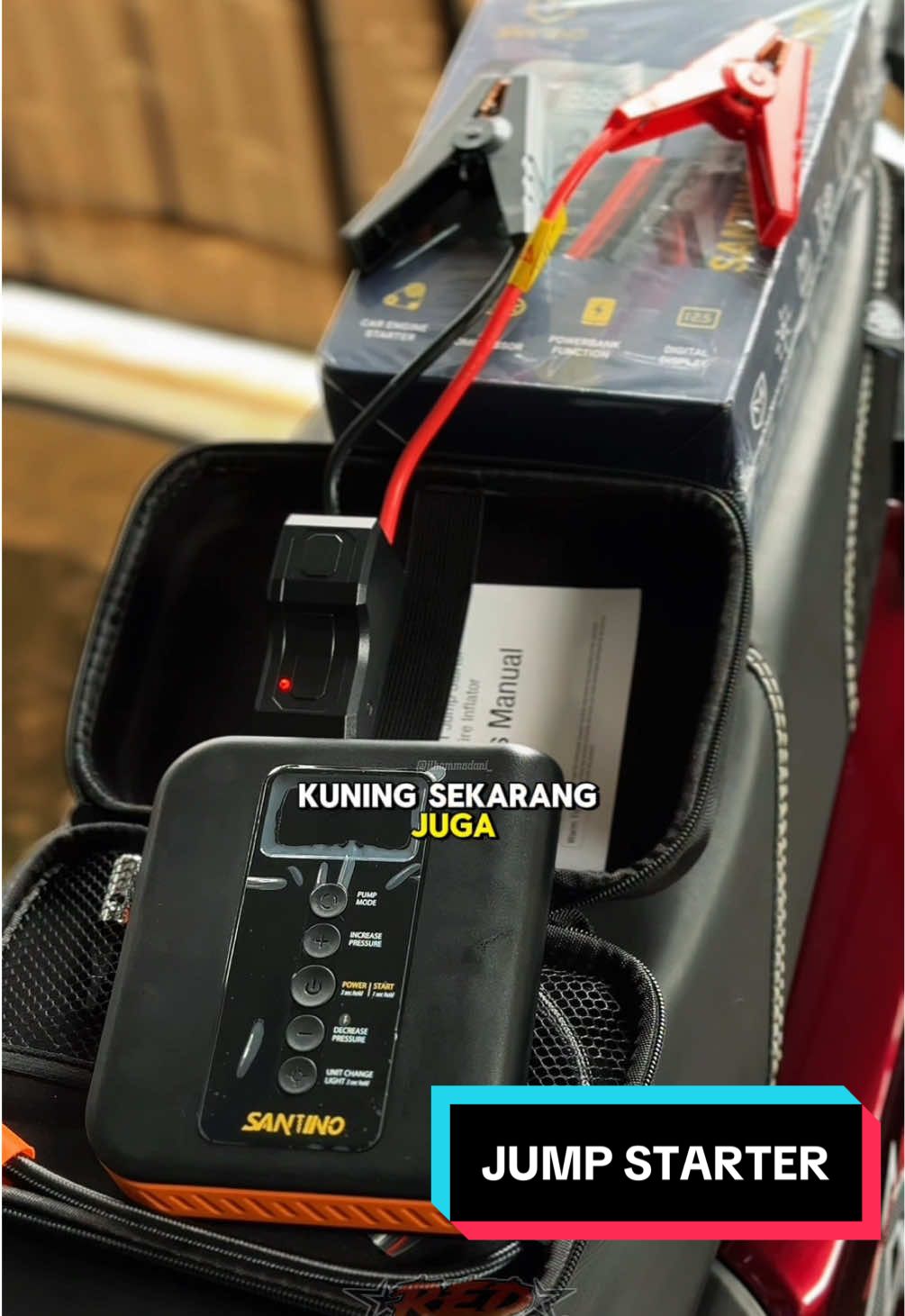Santino jump starter pro, alat jumper starter, pompa ban, powerbank dan masih banyak lagi kegunaan nya #redberry #santinojumpstarter #jumpstarter #jumperstarter 