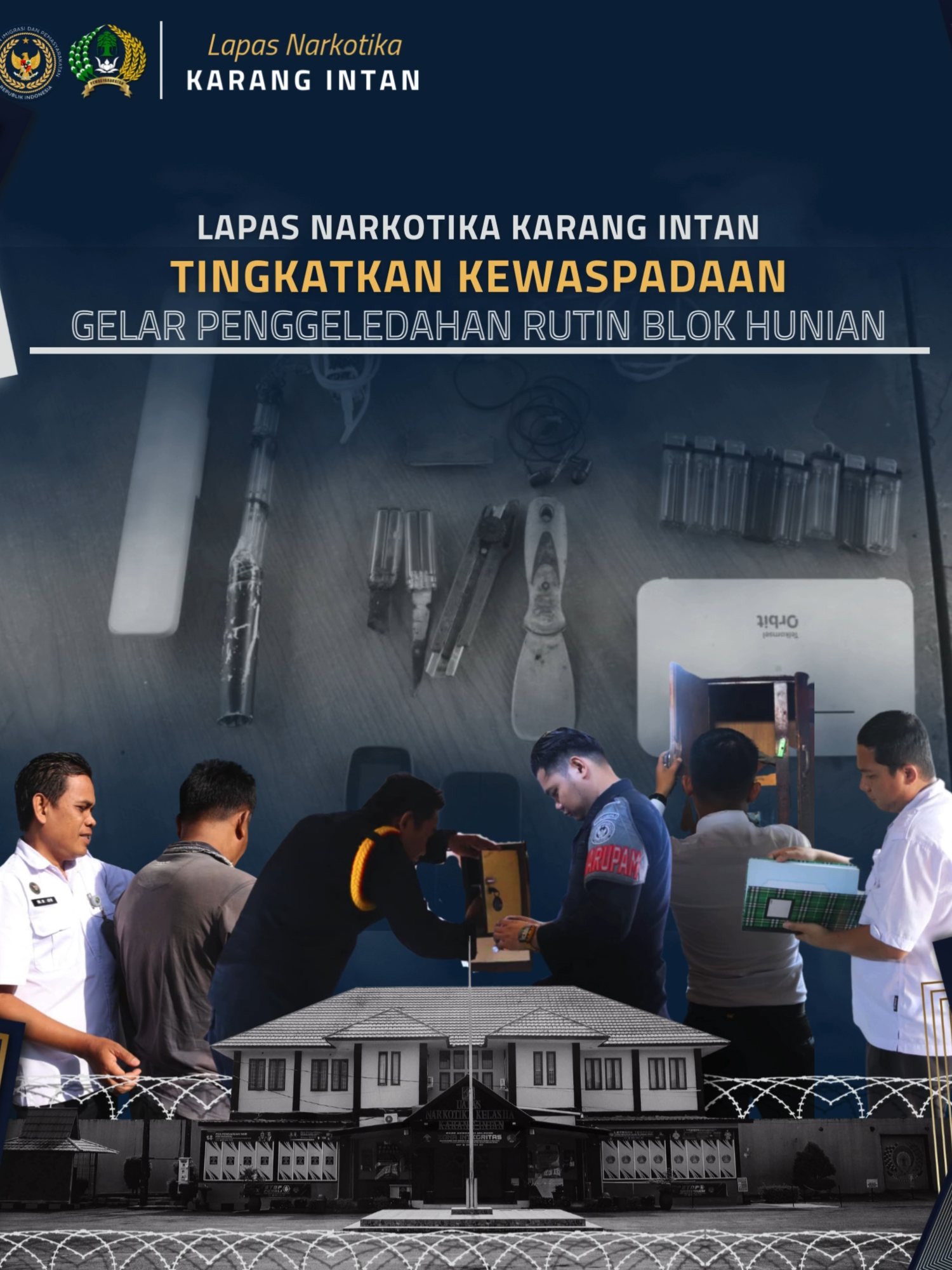 Lapas Narkotika Karang Intan Tingkatkan Kewaspadaan, Gelar Penggeledahan Rutin Blok Hunian #kemenimipas #imipasprima #guardandguide #infoimipas #pemasyarakatan #KanwilDitjenPasKalsel #LapasNarkotikaKarangIntan #TimHumasLPNKarangIntan✅ #Laskarin