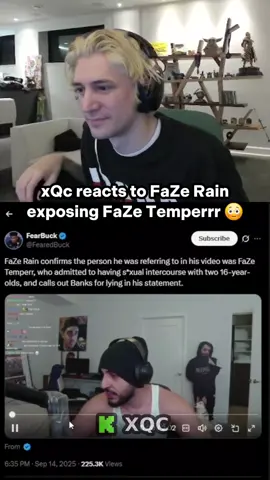 xQc reacts to FaZe Rain exposing FaZe Temperrr 😳 #xqc #fazerain #fazetemperr 