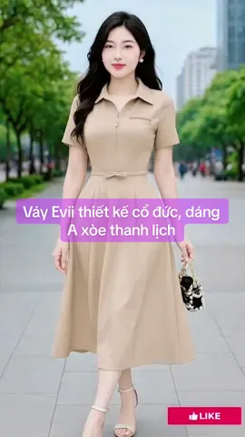 Váy Thiết Kế Evii dành cho nữ, Đầm thiết kế cổ đức phối khóa kéo trước ngực, túi tạo điểm nhấn, đai may liền dáng A xòe dài phù hợp đi làm, đi chơi và đi dự tiệc. Có Bigsize Women Dress  #damnu #vaythietke #vaybigsize #thoitrangnu #OOTD