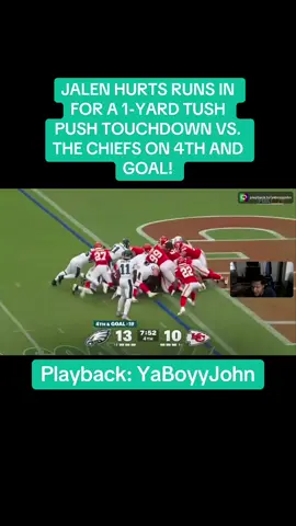 JALEN HURTS RUNS IN FOR A 1-YARD TUSH PUSH TOUCHDOWN VS. THE CHIEFS ON 4TH AND GOAL ‼️#JalenHurts #Eagles #Chiefs #NFL #Fyp
