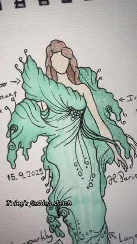 Today’s fashion sketch, what do you think? 🤍🌸 #youngfashiondesigner #fashionillustration #fashionsketch #youngartist #fyp 