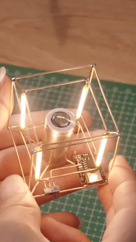 Full on YouTube: Huy Vector. DIY Minimal Cube Lamp  #DIY #satisfying #copperwire #electronicsdiy #lamp 
