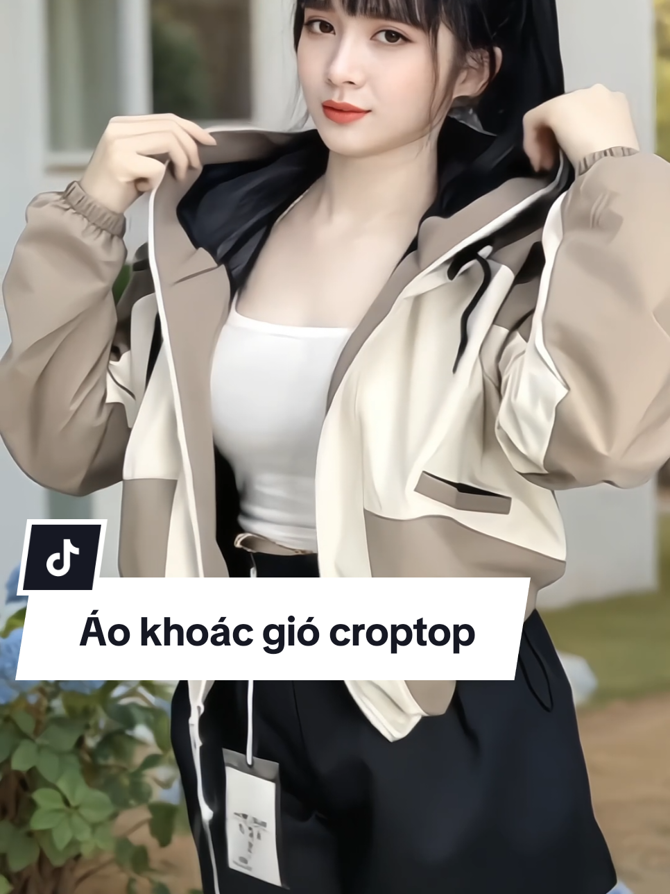 Áo khoác Gió 2 Lớp Chống Nước Nữ Dáng Ngắn Crtop Rộng Ngang Túi Có Khoá Kéo #aokhoacnu #aokhoacxinh #aokhoacgio #aokhoac #xuhuong 
