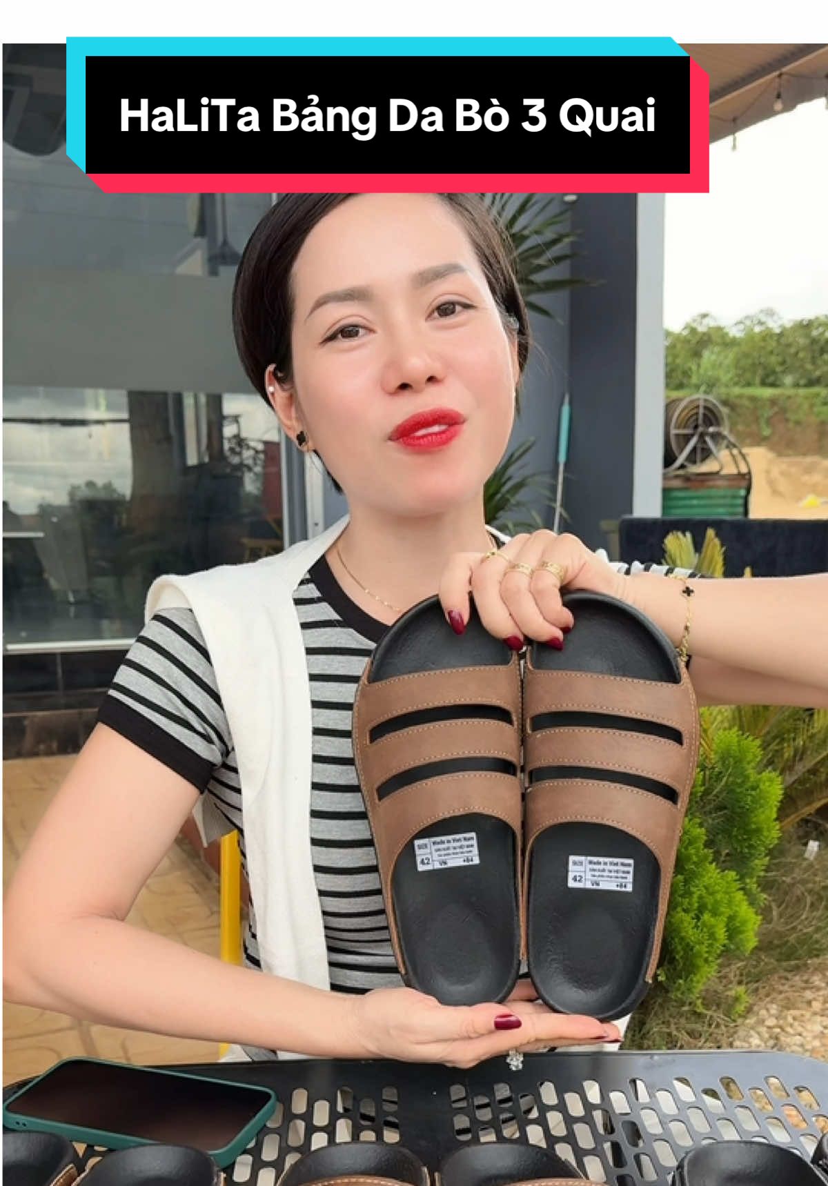 HaLiTa Dép Công Thái Học Bảng Da Bò 3 Quai Cao Cấp Đế Cao Su Vân Nhám Chống Trơn Giảm Mỏi Chân Phom Bàn Chân Việt Dành Cho Nam Đẹp Sang Chảnh Siêu Bền #Cindythuytichcuc 