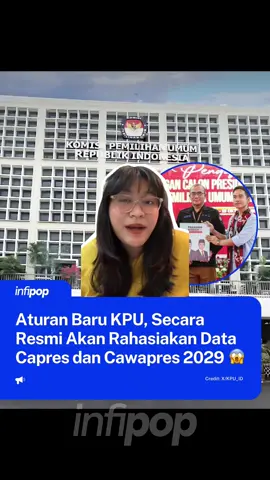 Komisi Pemilihan Umum (KPU) menetapkan dokumen persyaratan Capres dan Cawapres 2029 sebagai informasi publik yang dikecualikan. Keputusan ini tertuang dalam Kep. KPU Nomor 731 Tahun 2025. Dalam aturan tersebut, ada 16 data yang dirahasiakan dari publik, termasuk daftar riwayat hidup, profil singkat, rekam jejak, serta bukti kelulusan berupa ijazah atau surat keterangan pendidikan yang telah dilegalisasi. Gimana menurut kalian?😳 #fyp #KPU #capres #cawapres #trending 