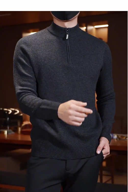 🔥Casual and versatile🔥New stand-up collar half-zip solid color sweater🤩Go out with confidence😎 Handsome and cool😍#fyp #TikTok #tiktokshop #foryou 
