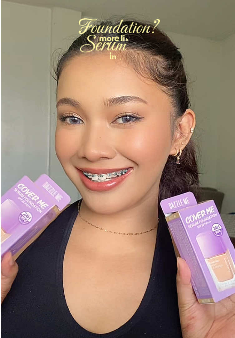 ✨ DAZZLE ME JUST DROPPED THE FOUNDATION OF MY DREAMS! ✨ This Cover Me Serum Foundation is literally EVERYTHING - 5X Vitamin C, SPF35, AND it's serum-powered! 😍 24-hour wear? ✅ Non-cakey? ✅ Second skin finish? ✅ My skin but BETTER? ✅✅✅ #serumfoundation #skinlike #foundation #grwm #makeuptutorial 