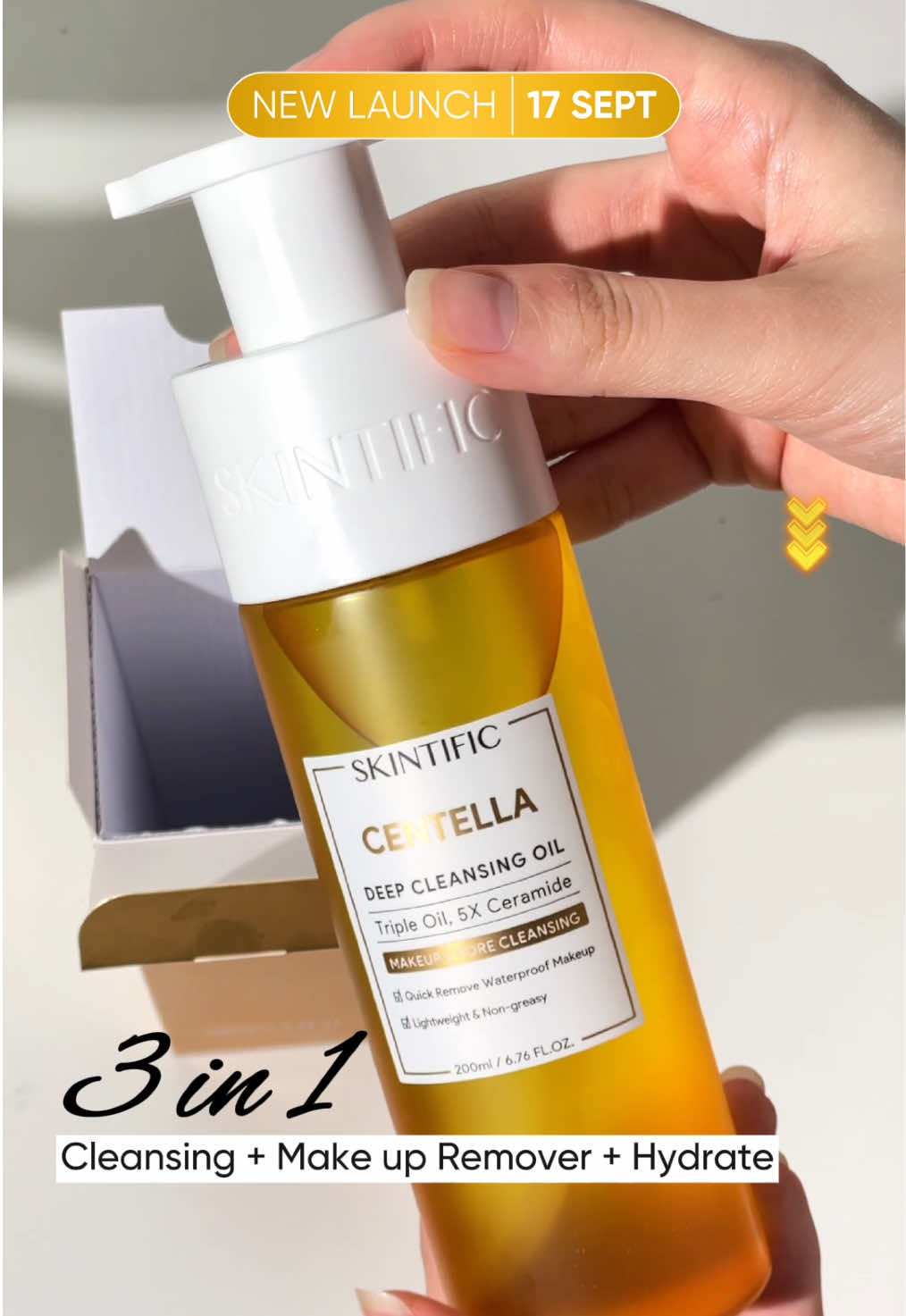 ‼️Skintific New Launch: Centella Deep Cleansing Oil.  Upgrade first step cleanse kamu dengan Cleansing Oil ini✨ Dengan formulasinya yang bantu jaga skin barrier kamu~  Stay tuned di Live TikTok Skintific tanggal 17 September 2025🩵 ##skintific##centelladeepcleansingoil##makeupdankotoran##membersihkanmuka##centella 