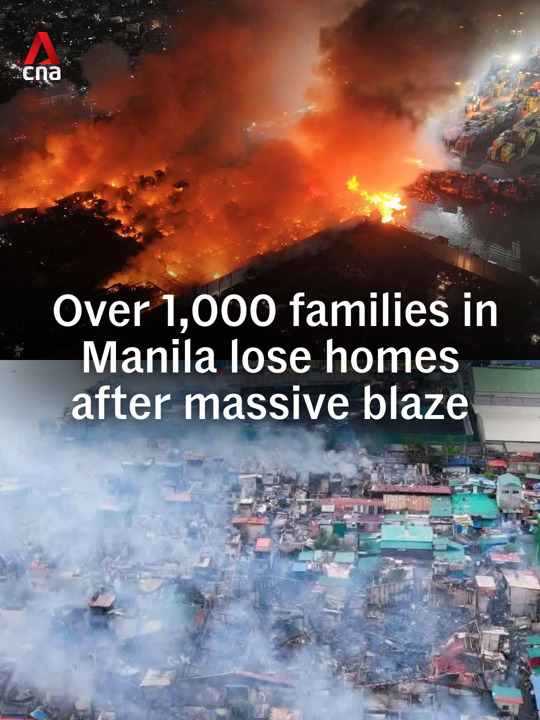 A massive fire tore through shanty homes and displaced over a thousand families in Tondo, Manila, on Saturday (Sep 13). The blaze, which took nearly 10 hours to extinguish, started around 8pm local time and quickly spread through the densely packed area. Authorities said no fatalities were reported and that the cause of the fire is under investigation. #manila #philippines #philippinesnews #tondofire