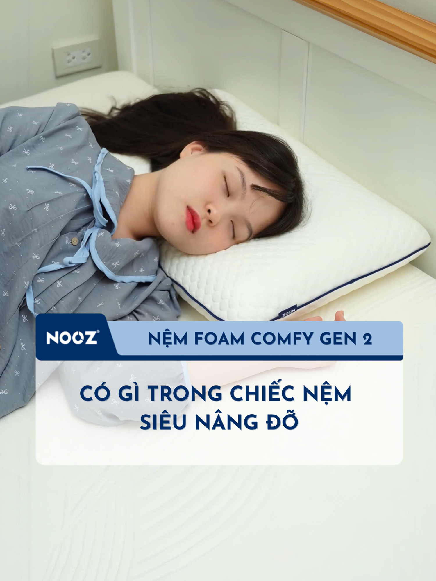Foam Comfy Gen 2 - Nệm foam siêu đàn hồi với độ dày lý tưởng 25cm, công nghệ làm mát thoáng khí vượt trội, gấp đôi nâng đỡ, giảm nhức mỏi toàn thân 🛌 #comfygen2 #foam #nemnooz #NOOZ #noozhomegoods