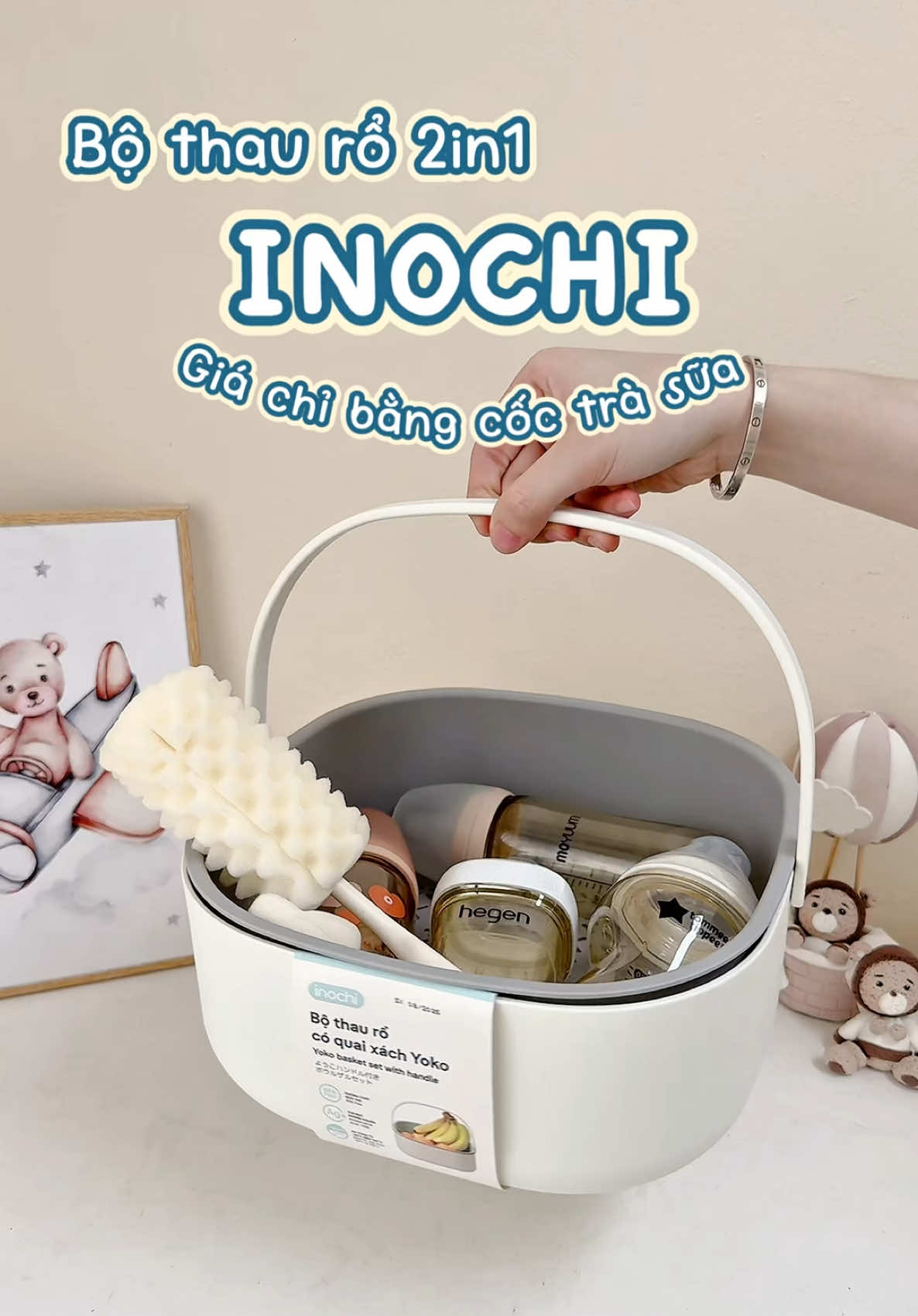 💦 Ưng ngay từ lần dùng đầu tiên 🥰 Bộ thau rổ Inochi vừa bền vừa đa năng mà lại hạt dẻ 🌰 luôn nha các mẹ ơii ✨ #monniekids #reviewbimsua #inochi #bothauro #ruabinhsua 