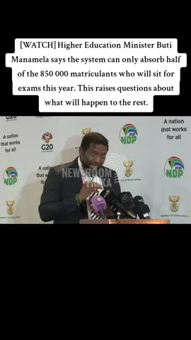 [WATCH] Higher Education Minister Buti Manamela says the system can only absorb half of the 850 000 matriculants who will sit for exams this year. This raises questions about what will happen to the rest. #GLOBALPULSE 