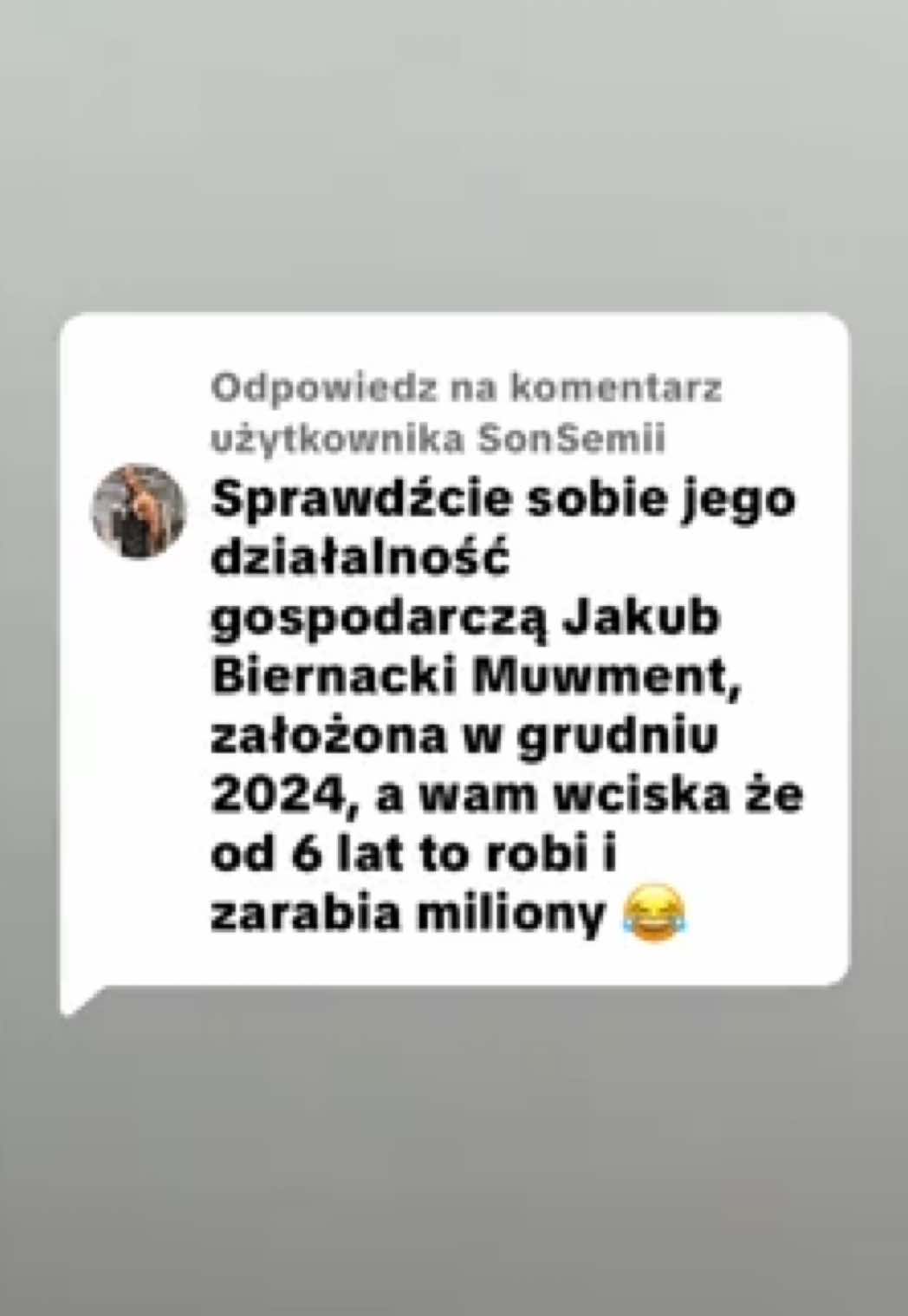 Odpowiadanie użytkownikowi @SonSemii jebać farmazony