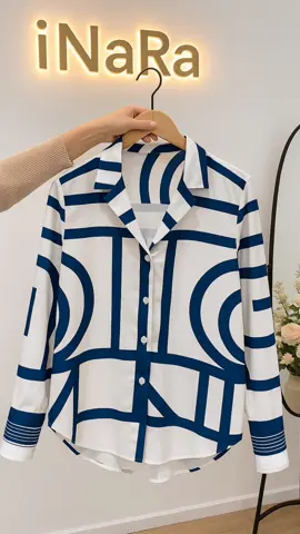 Kemeja Lengan Panjang Wanita Cetak Warna Kontras Gaya Casual #bajuwanitamurah #bajuwanitakekinian #wibgajian #belilokal #gratisongkir 